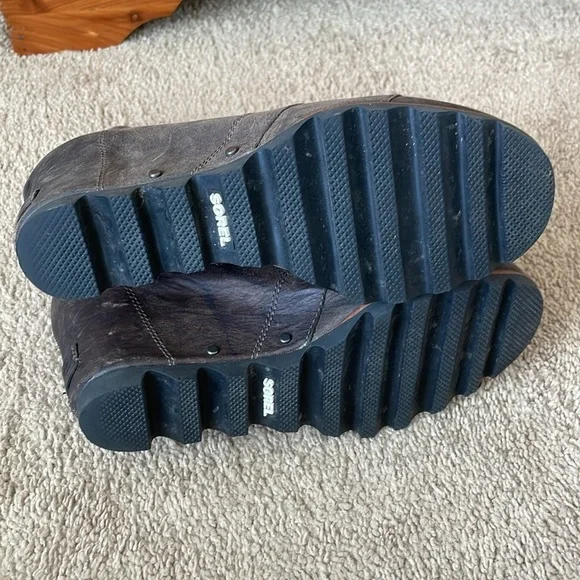 SOREL Joan Of Arctic Wedge Boot W’s 9 Leather Lug Sole NL1987-028 Dark Grey - Picture 9 of 15